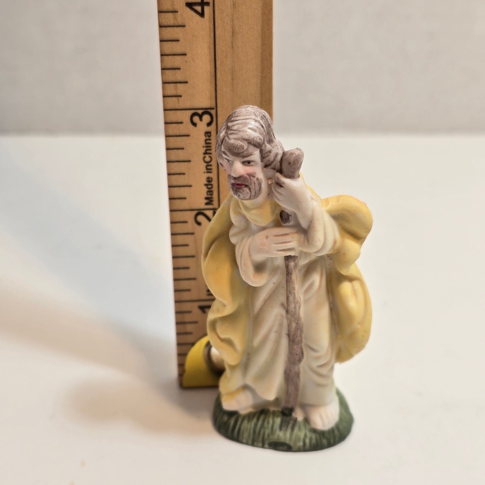 Nativity Joseph Shepherd Figurine Ceramic‎ Vintage Christmas Decor 4 Inch